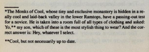 Footnotes with a description of The Monks of Cool